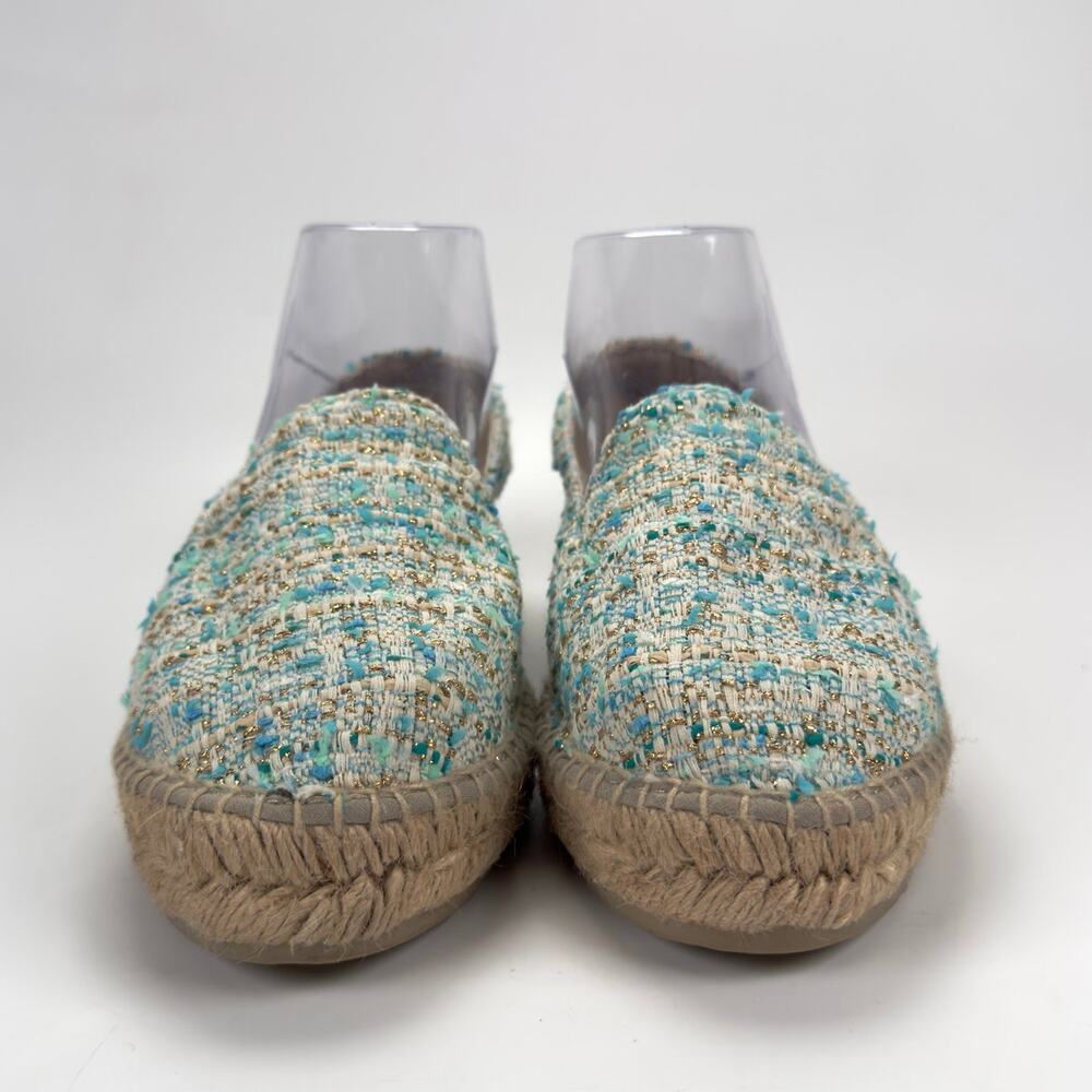 NWOT Anthropologie Manebi Tweed Espadrille Blue Flat Shoes Size US7.5 38 - Picture 9 of 12